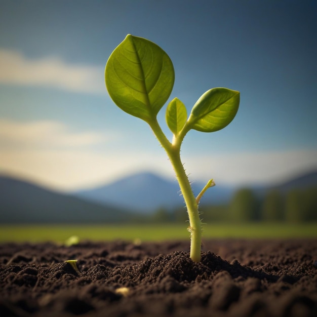 a plant with a green leaf in the middle of it