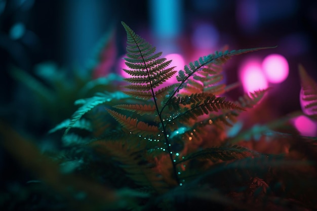 A plant with a green leaf that has the word fern on it