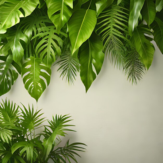 壁にぶら下がっている緑の葉の植物