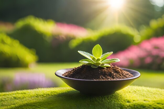 緑の葉が地面から芽生える植物 現実的