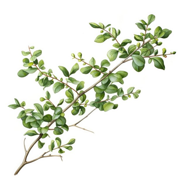 A plant with green leaves on a white background Digital image