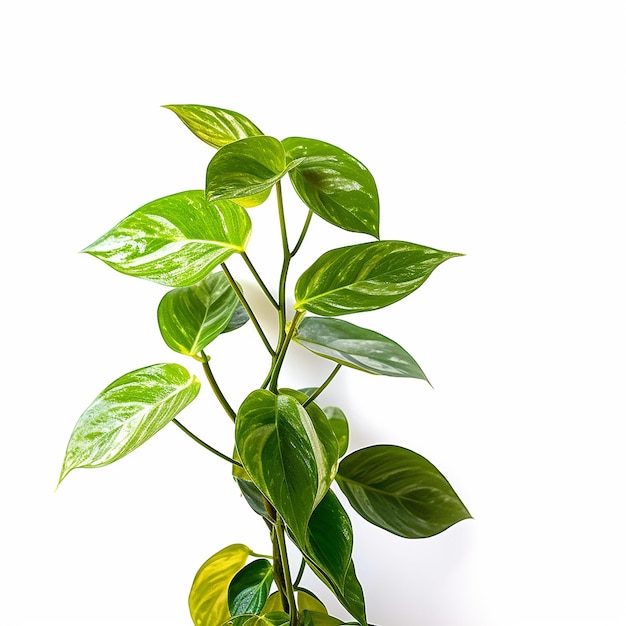 A plant with green leaves and a white background