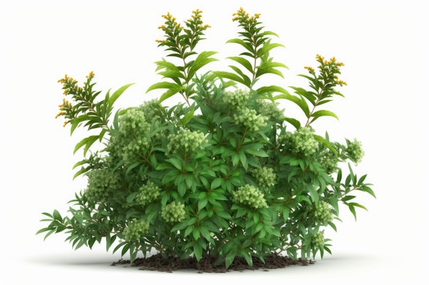 Растение с зелеными листьями и белыми цветами