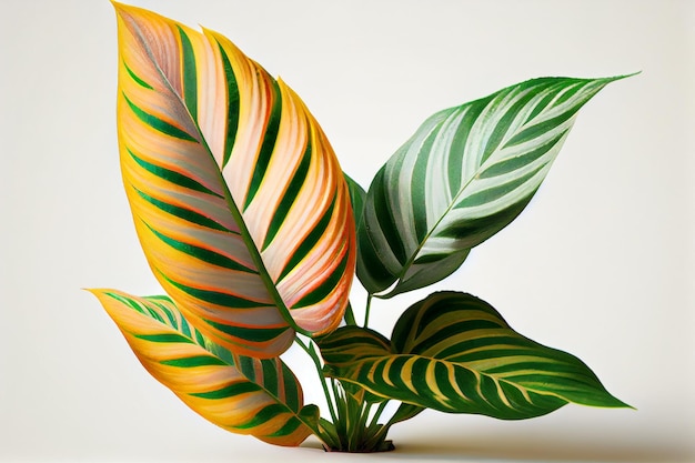 A plant with green and yellow leaves and a pink stripe.