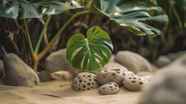 A plant with a leaf in the background