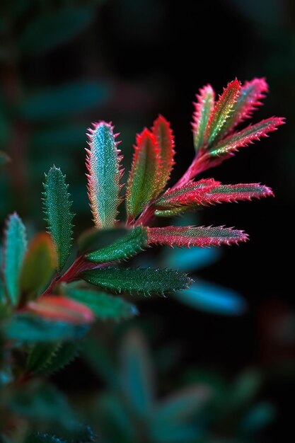 A plant with red and green leaves