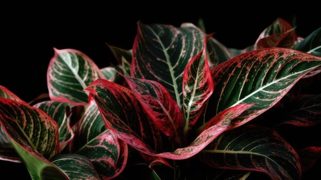 A plant with red and green leaves