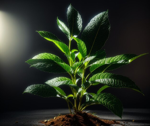 Photo a plant with the sun shining on it