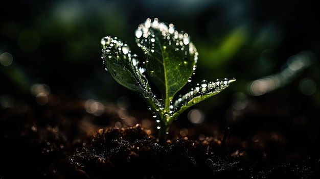 水滴が付いた植物