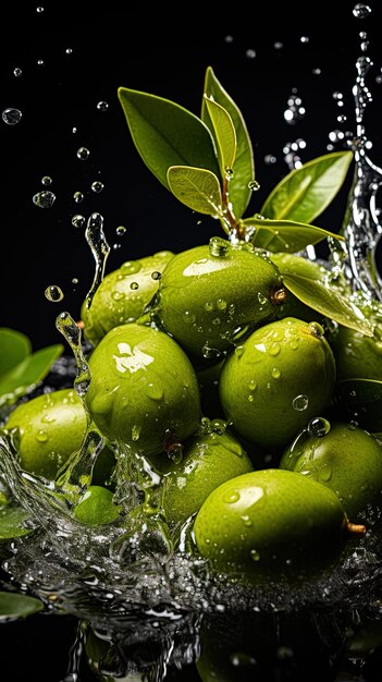 a plant with water drops on it and the word olives