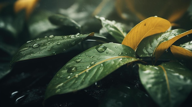 a plant with water drops on it