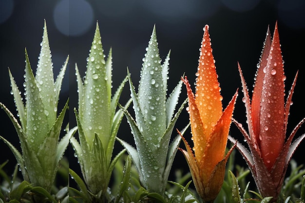 '비'라고 불리는 물방울이 있는 식물