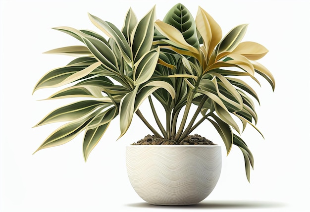 A plant with a white background and a green leaf in the middle.