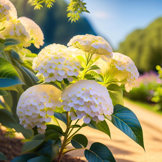 その真ん中に白い花がある植物