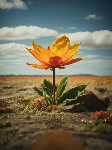 Planta en ambiente arido symboliserend het wereldwijde verwarmen en het gebrek aan water