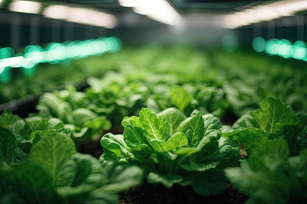 Plantaardig hydrocultuursysteem Groene sla moestuin groeit op hydrocultuursysteem boerderijplanten op waterlandbouw in de kas voor gezonde voeding Foto gegenereerd met behulp van Leonardo AI