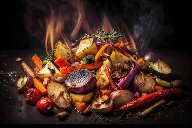 plantaardige keuken met onze geroosterde groente vegan food fotografie. Afbeeldingen van hoge kwaliteit laten zien