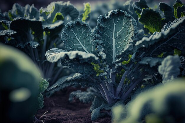 Photo a plantation of kale leaves