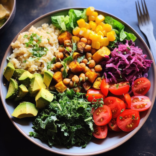 Plantbased meal with colorful vegetables