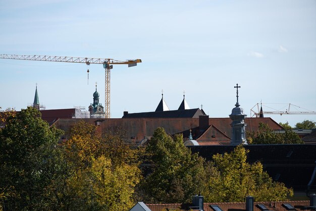 Planten die buiten het gebouw tegen de lucht groeien