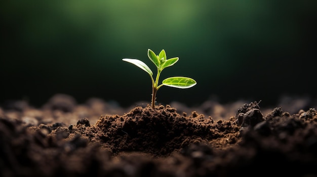 Foto planten in de bodem groei en start-up concept generatieve ai