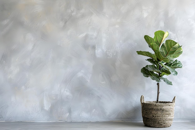 Planten in potten op een houten tafel tegen een muur