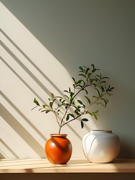 Planten onder de zon bij de muur minimalisme Hoge resolutie