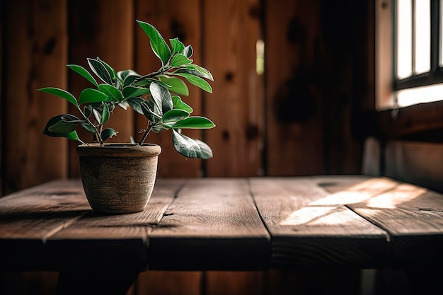 planten op een houten tafel