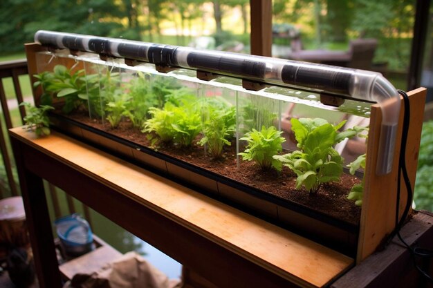 a planter filled with lettuce and other plants