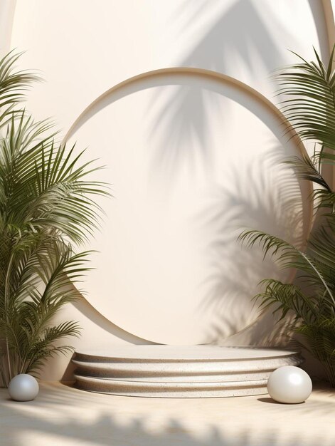 a planter with a palm tree in the background