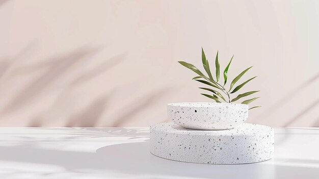 a planter with a plant on it sits on a table