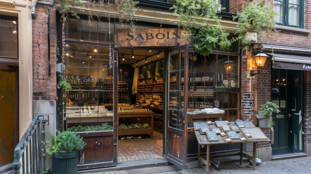 Plantfilled store front display at sabon shop