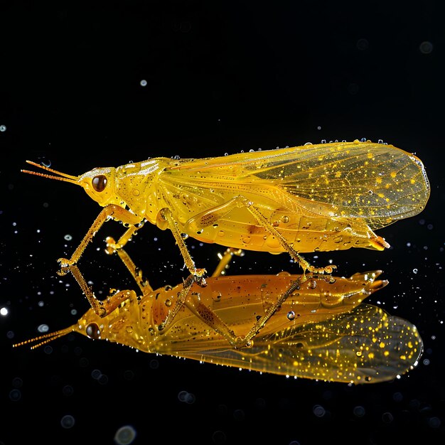 Photo planthopper with triangular body formed in syrup material op background art y2k glowing concept