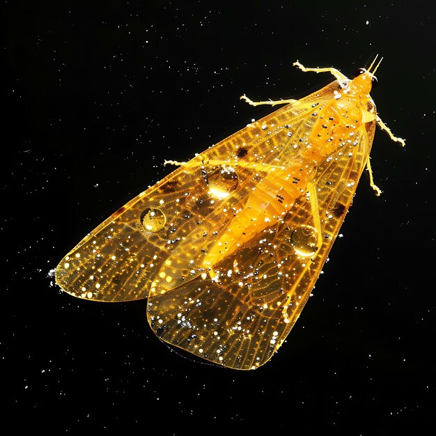 Planthopper With Triangular Body Formed in Syrup Material Op Background Art Y2K Glowing Concept