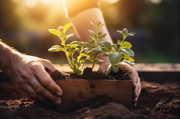 Planting Flowers on a Pot with Sunlight