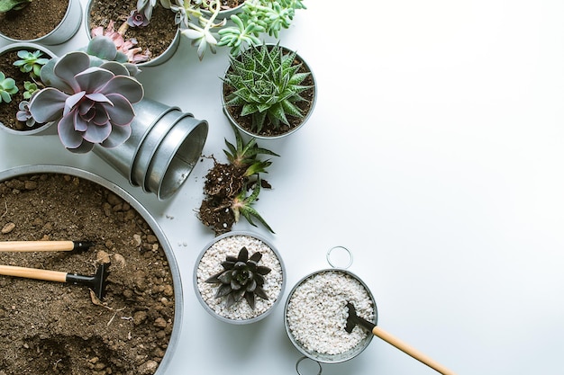 Planting of succulents