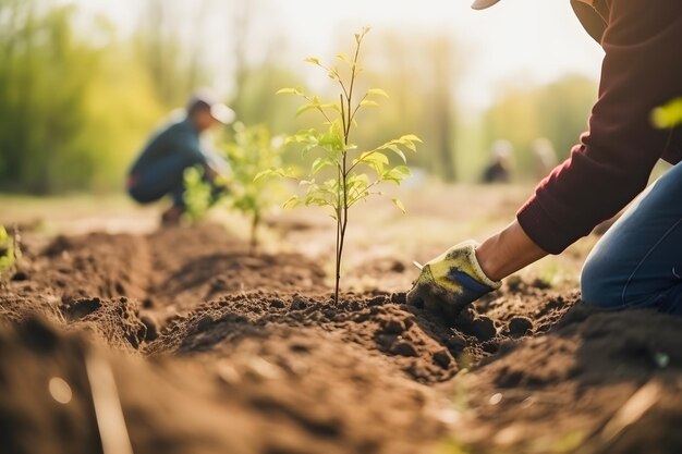 Premium Photo  Planting trees for a sustainable future community 