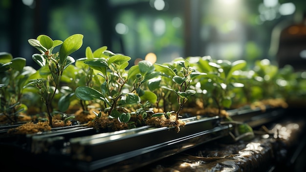 Foto planting van planten in de binnenruimte