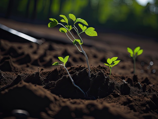 Planting young trees in new forest ai generative