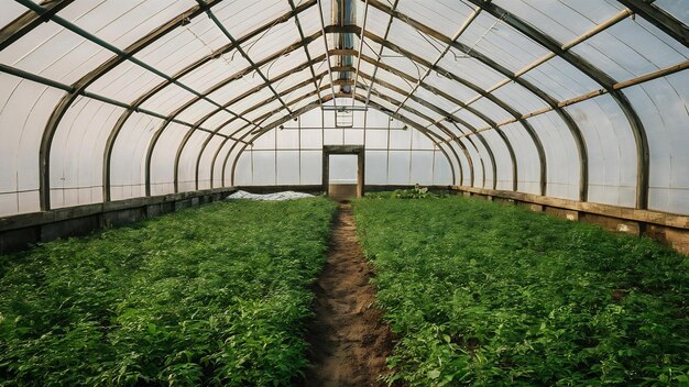 Plants being planted in greenhouse