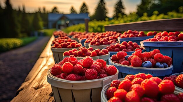 Plants berries on farm