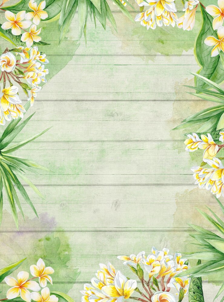 Photo plants botanic frame with plumeria flowers and yucca tree