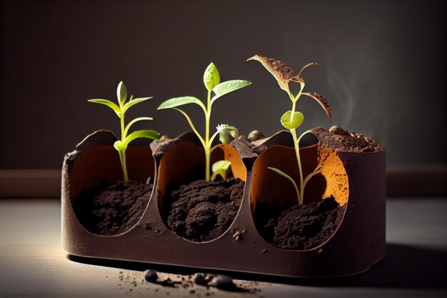 Photo plants growing in a container