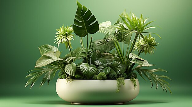 写真 3dレンダリングのポット内の植物