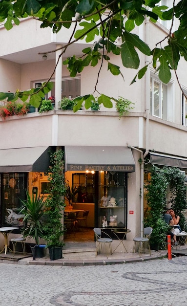 Plants outside a Cafe Stock Photo