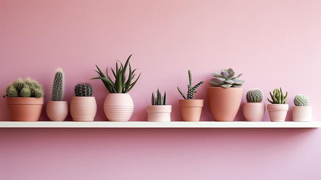 Plants pink shelf