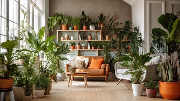 plants in pots on a shelf