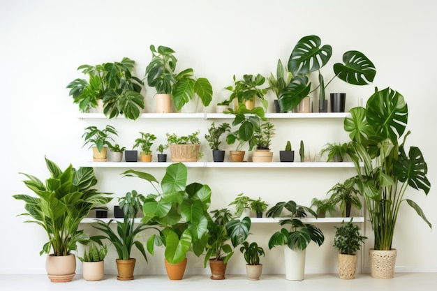 Plants on a shelf in a room