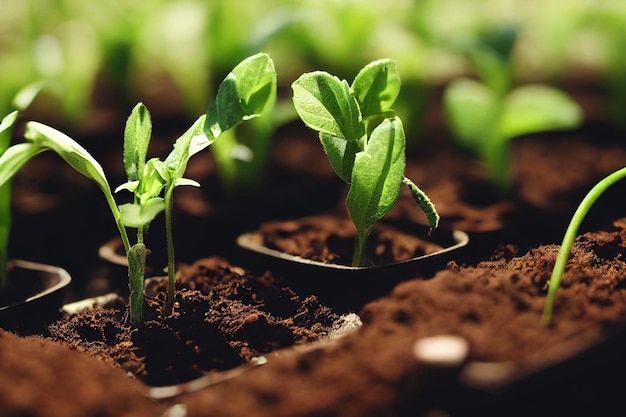 植物が地面から芽生える 持続可能性
