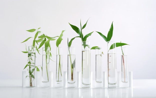 Plants in a test tube with water